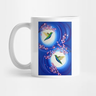 Blue, white, flowers and hummingbirds Mug